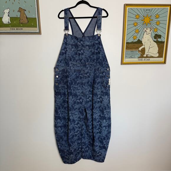 Gap Ultrasoft Denim Horseshoe overalls floral print size XXL NWT - Picture 3 of 9